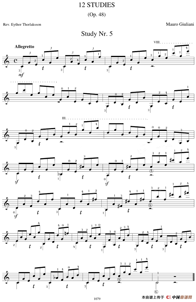 Mauro Giuliani《12 Studies,Op.48》（STUDY 5）