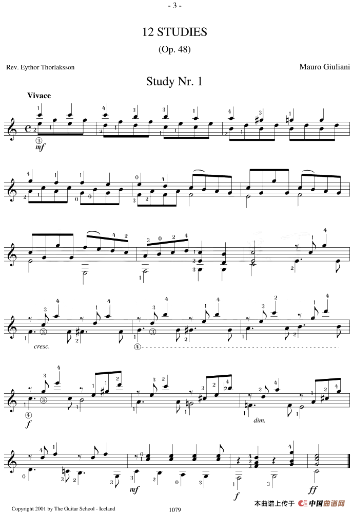 Mauro Giuliani《12 Studies,Op.48》（STUDY 1）