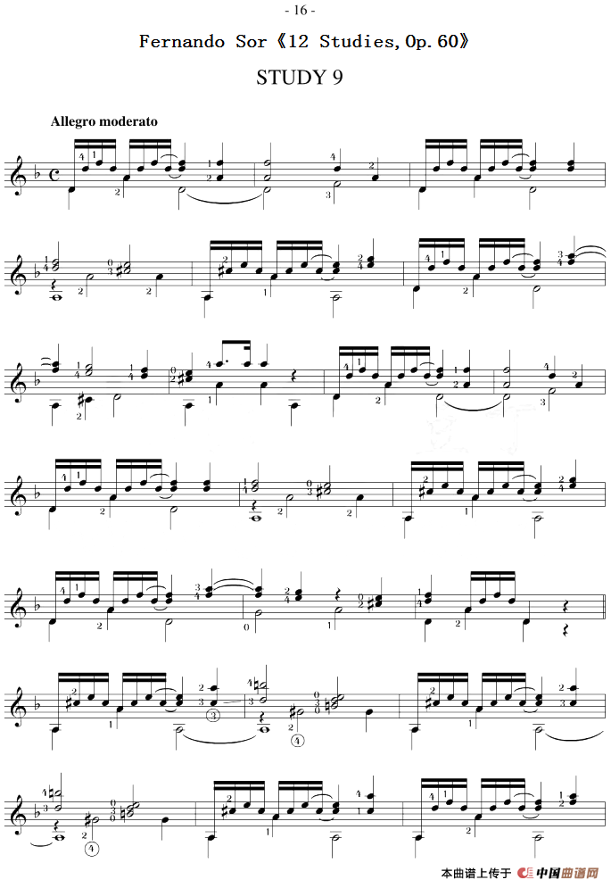 Fernando Sor《12 Studies,Op.60》（STUDY 9）