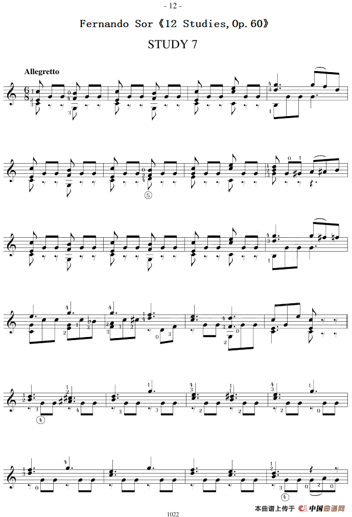 Fernando Sor《12 Studies,Op.60》（STUDY 7）