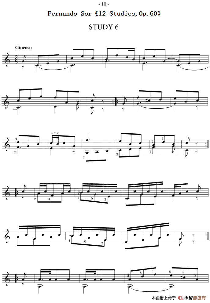 Fernando Sor《12 Studies,Op.60》（STUDY 6）