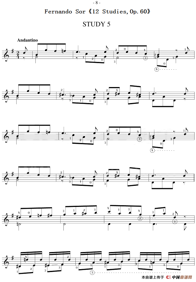 Fernando Sor《12 Studies,Op.60》（STUDY 5）