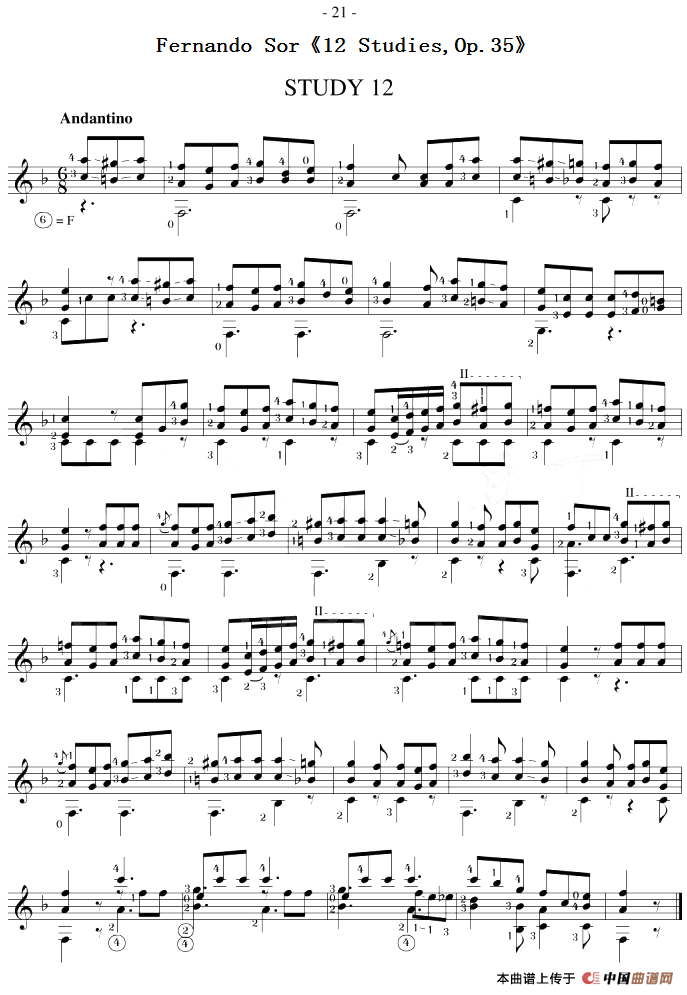 Fernando Sor《12 Studies,Op.35》（STUDY 12）