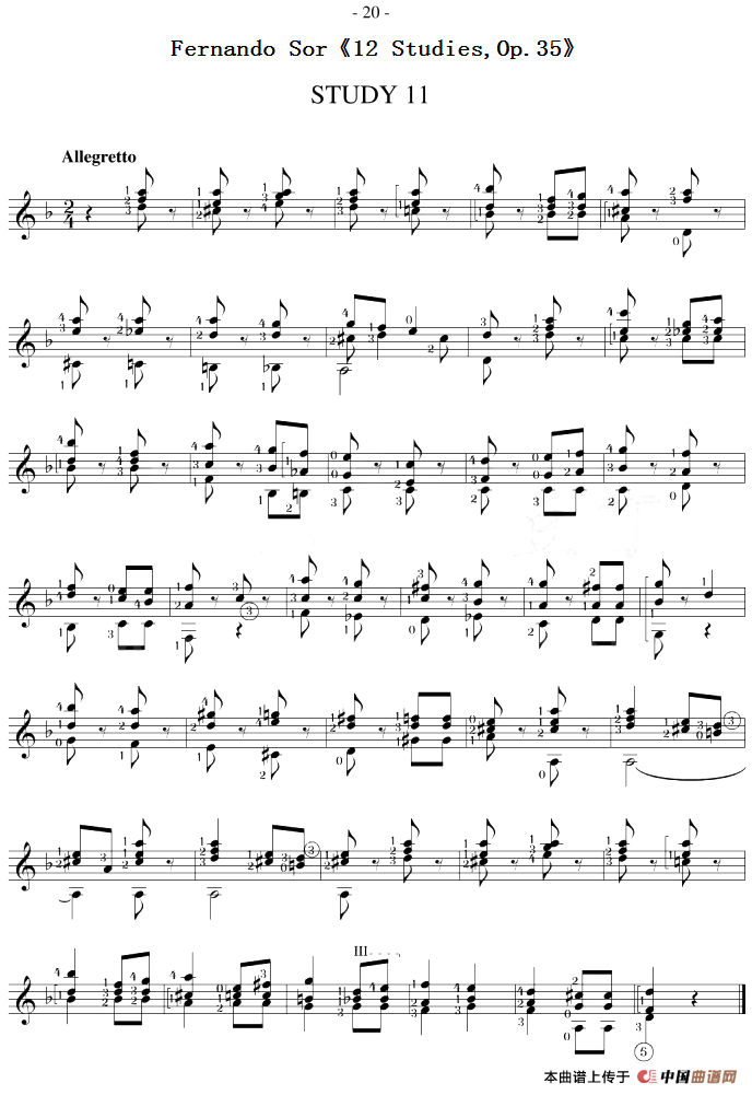 Fernando Sor《12 Studies,Op.35》（STUDY 11）