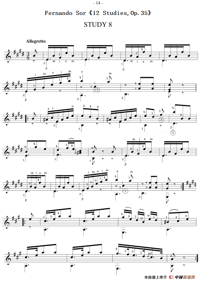 Fernando Sor《12 Studies,Op.35》（STUDY 8）