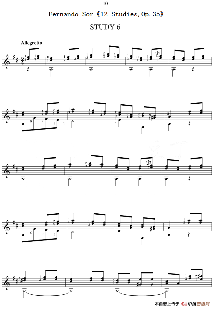 Fernando Sor《12 Studies,Op.35》（STUDY 6）