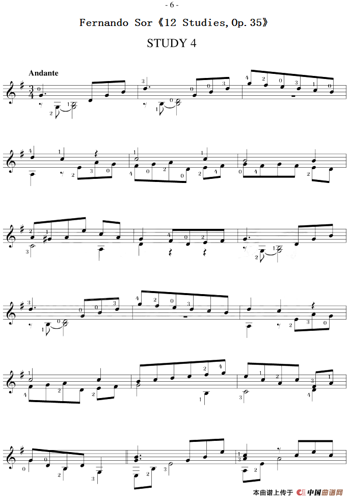 Fernando Sor《12 Studies,Op.35》（STUDY 4）