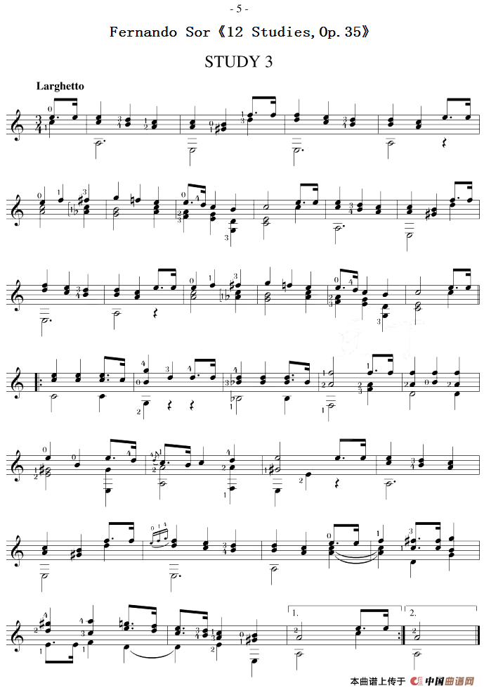 Fernando Sor《12 Studies,Op.35》（STUDY 3）