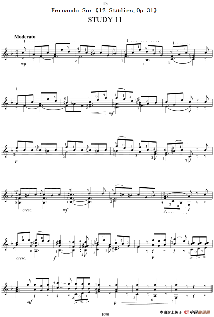 Fernando Sor《12 Studies,Op.31》（STUDY 11）
