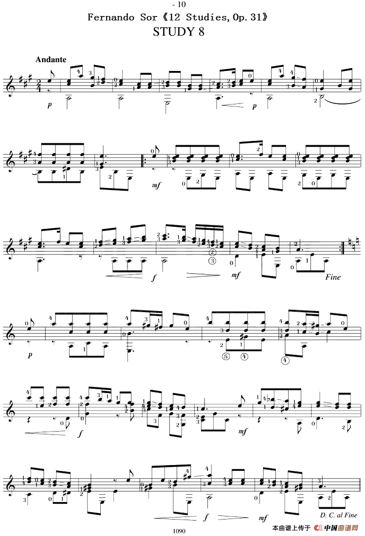 Fernando Sor《12 Studies,Op.31》（STUDY 8）