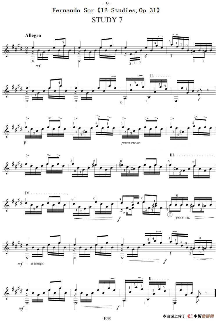 Fernando Sor《12 Studies,Op.31》（STUDY 7）