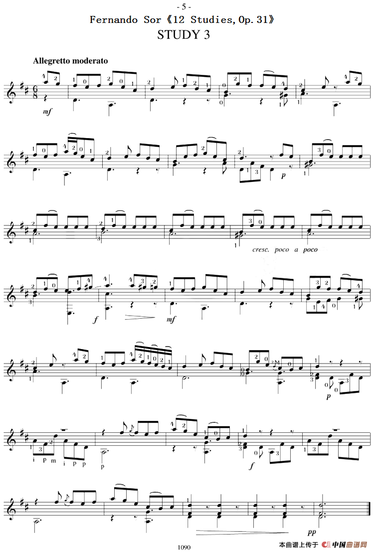 Fernando Sor《12 Studies,Op.31》（STUDY 3）