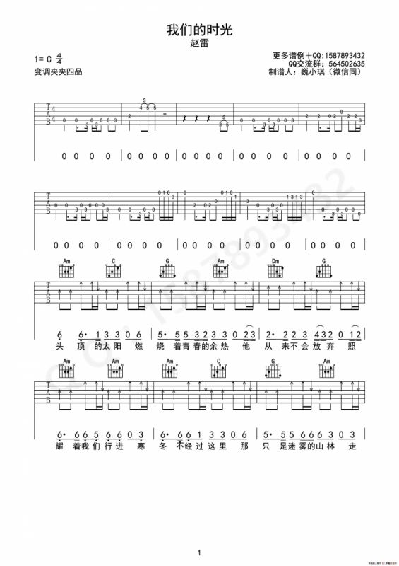我们的时光（魏小琪制谱版）