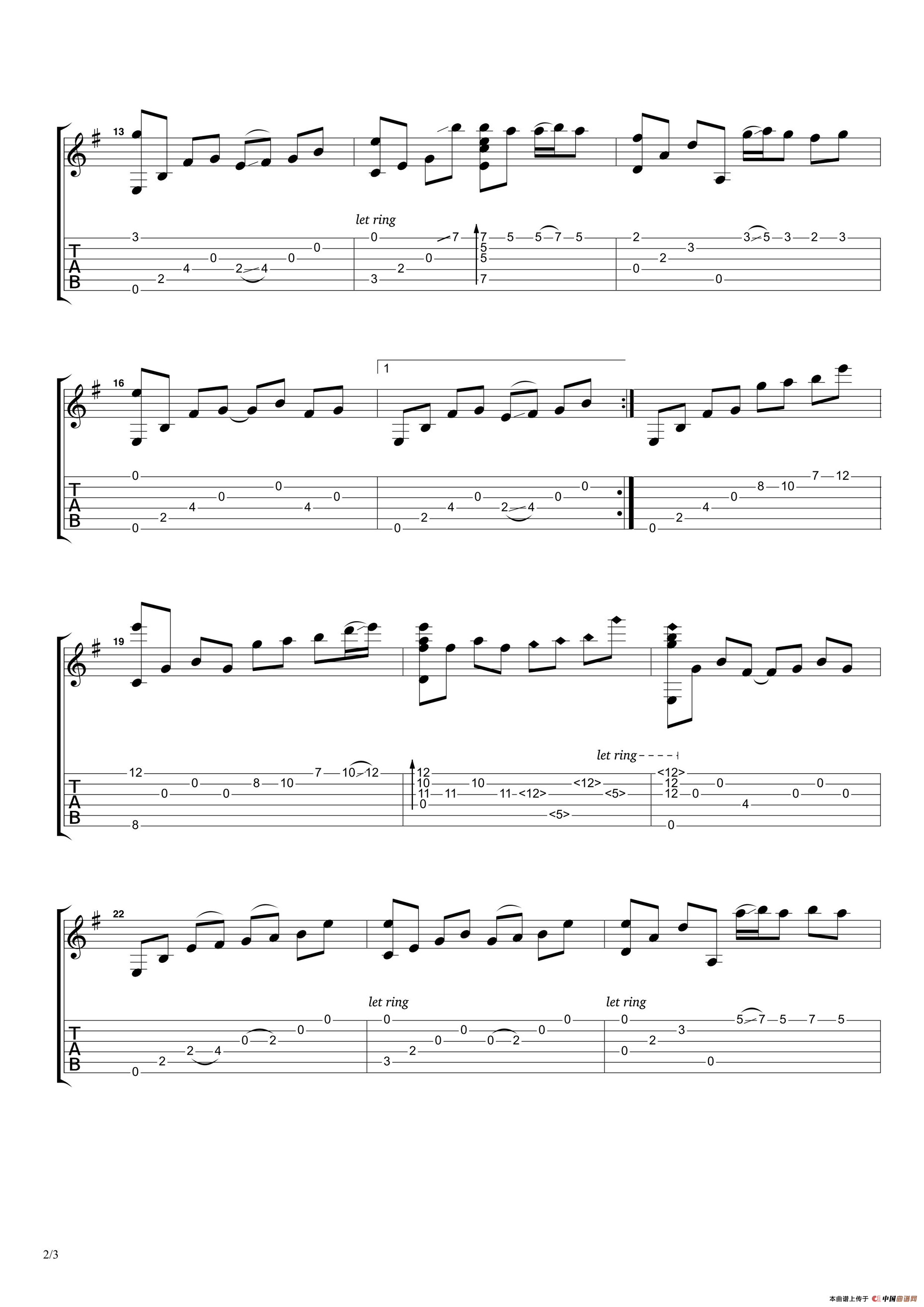 夜的钢琴曲（指弹谱、张紫宇编配版）