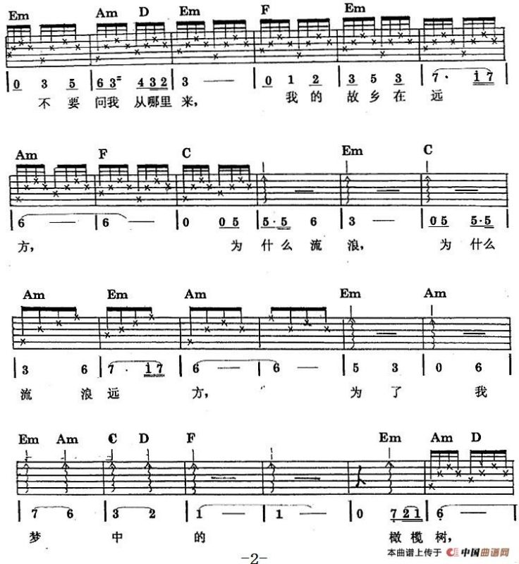 民族吉他弹唱：橄榄树