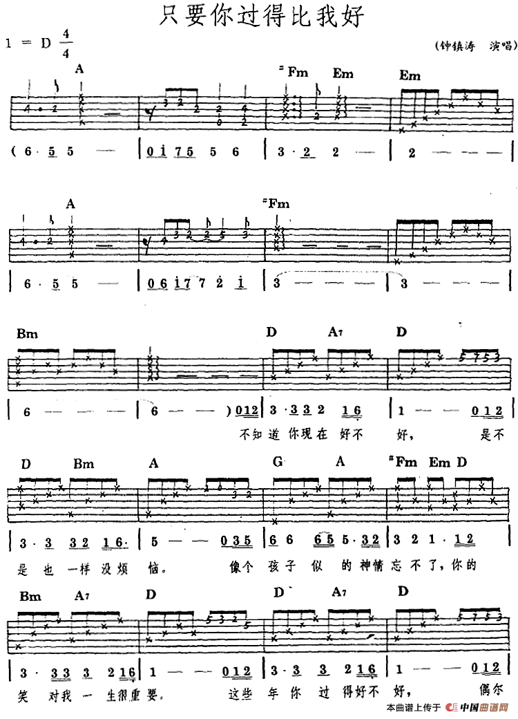 民族吉他弹唱：只要你过得比我好