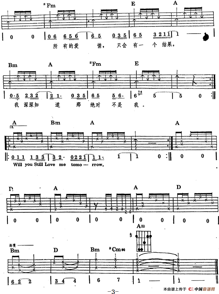 民族吉他弹唱：明天你是否依然爱我