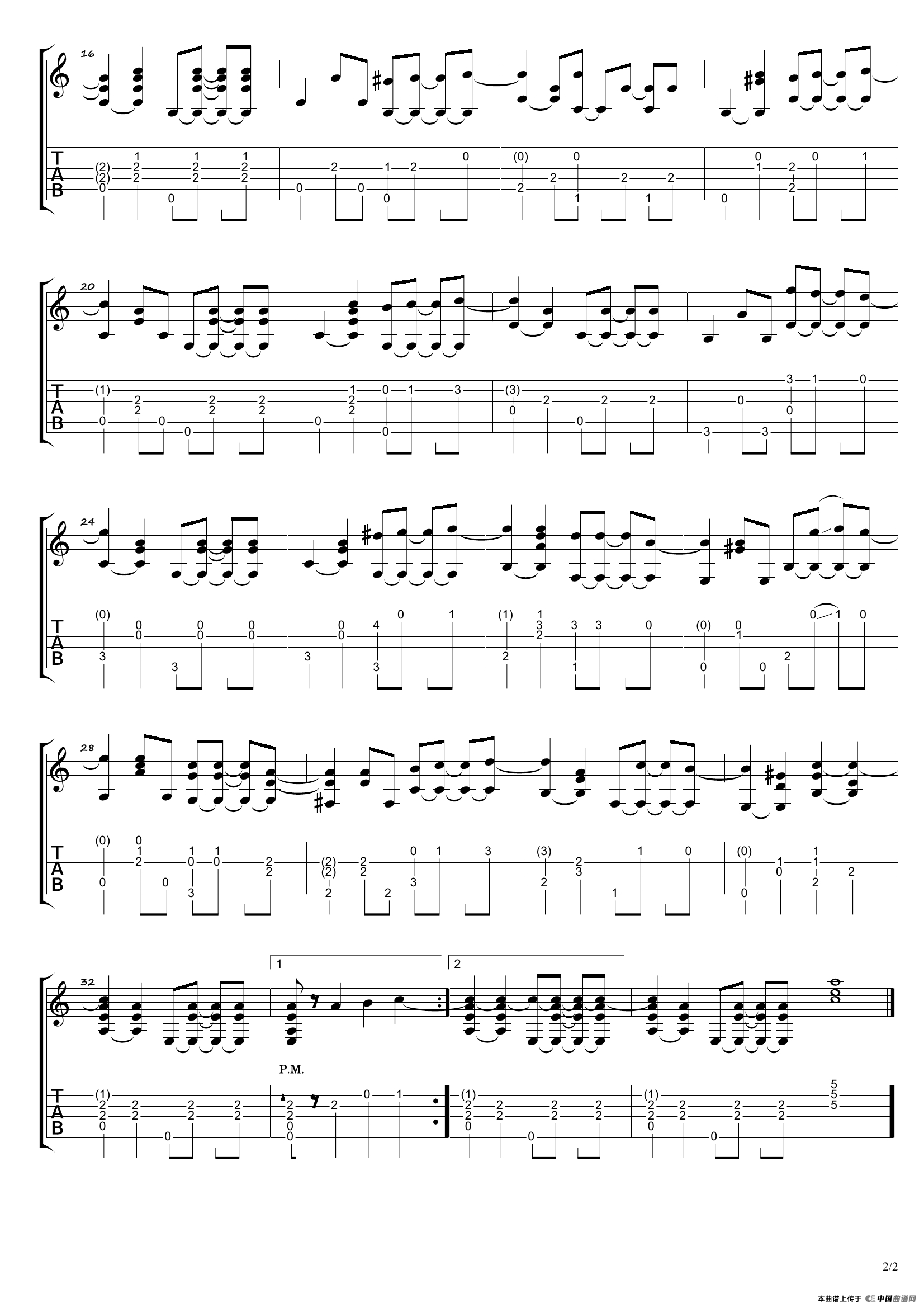 Autumn Leaves（秋叶）（指弹吉他谱、卢家宏编配版）