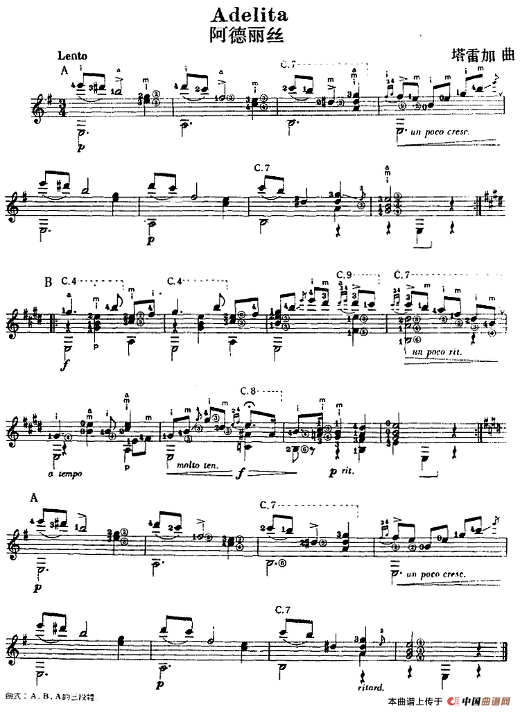 西班牙吉他独奏曲：阿德丽丝