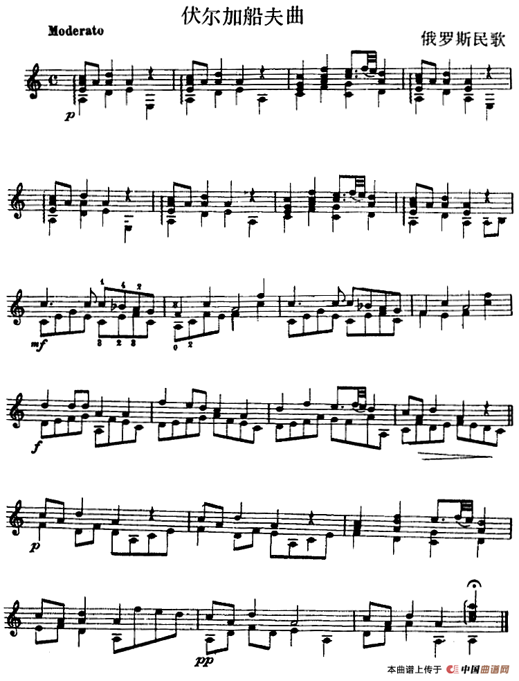 西班牙吉他独奏曲：伏尔加船夫曲