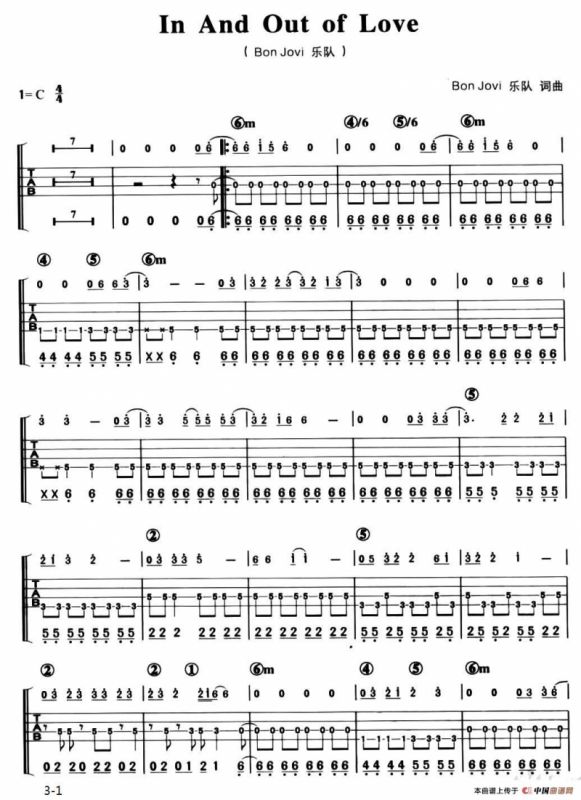 In And Out of Love（贝司谱）