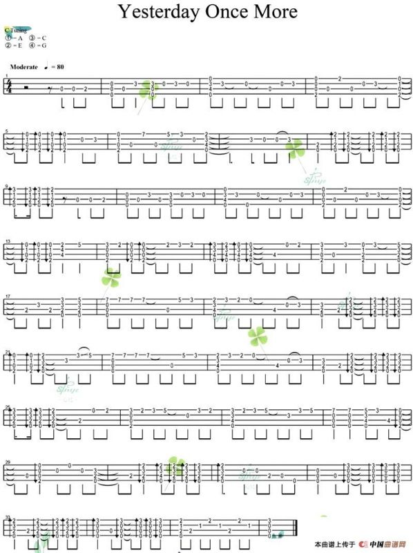 Yesterday Once More（尤克里里指弹谱）