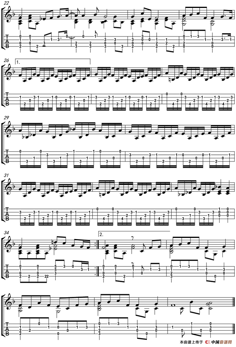 蒲公英的约定（尤克里里指弹谱）