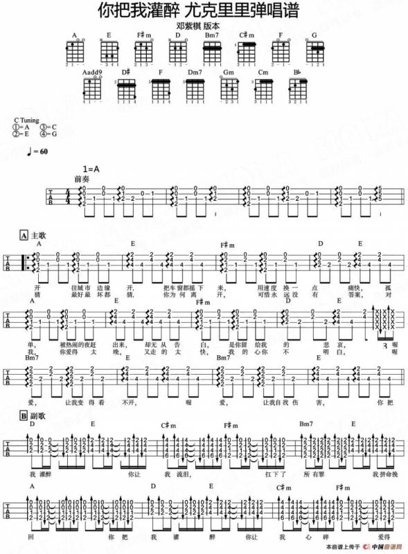 你把我灌醉（尤克里里弹唱谱）