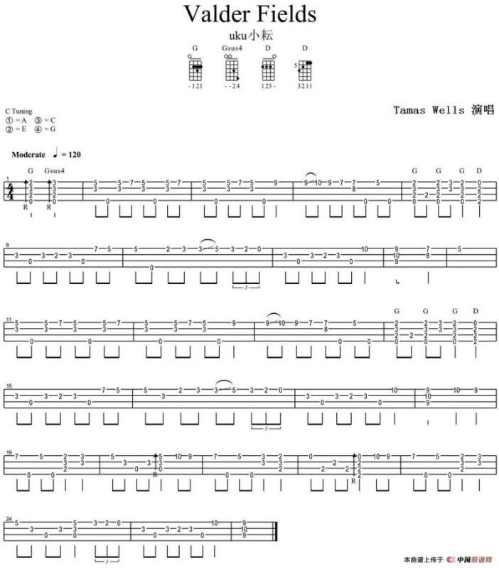 Valder Fields（尤克里里指弹谱）