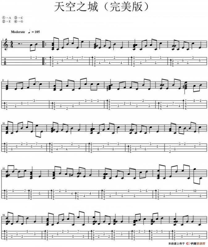天空之城（尤克里里指弹谱、完美版）