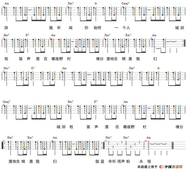 烟花易冷（尤克里里弹唱谱）