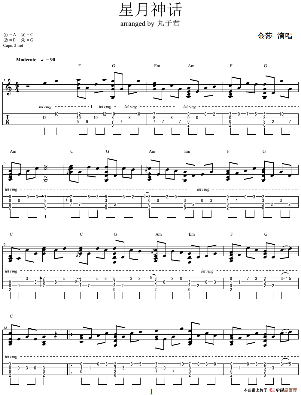 星月神话（尤克里里指弹谱）