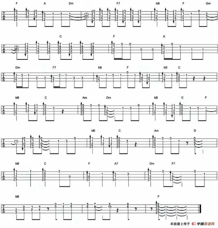 香榭丽舍大街 les champs-elysees（尤克里里指弹谱）