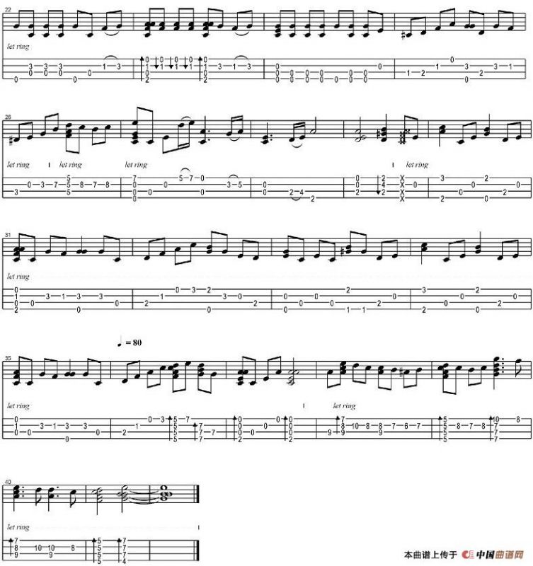 风之丘（尤克里里指弹谱）