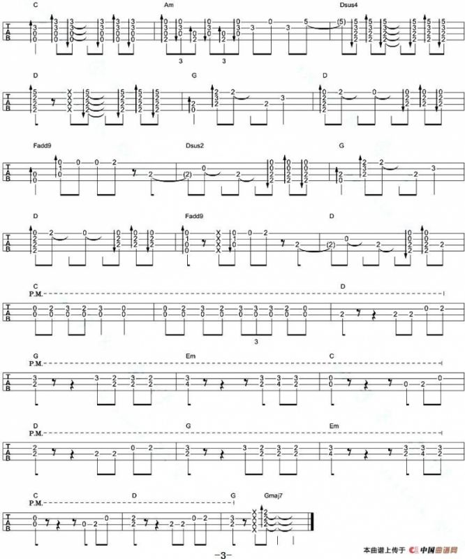 坐在巷口的那对男女（尤克里里指弹谱）