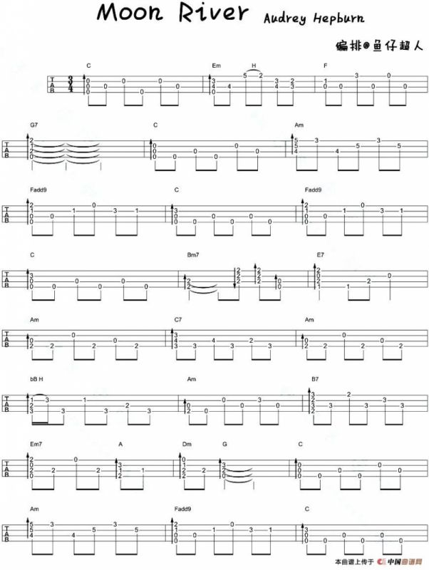 Moon River（尤克里里指弹谱）