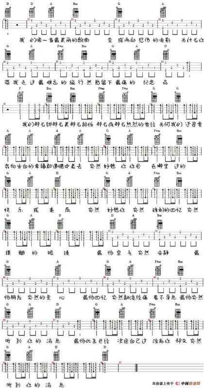 突然好想你（尤克里里弹唱谱）