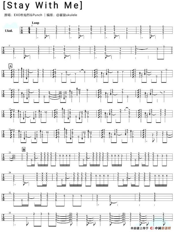 Stay With Me（尤克里里指弹谱）