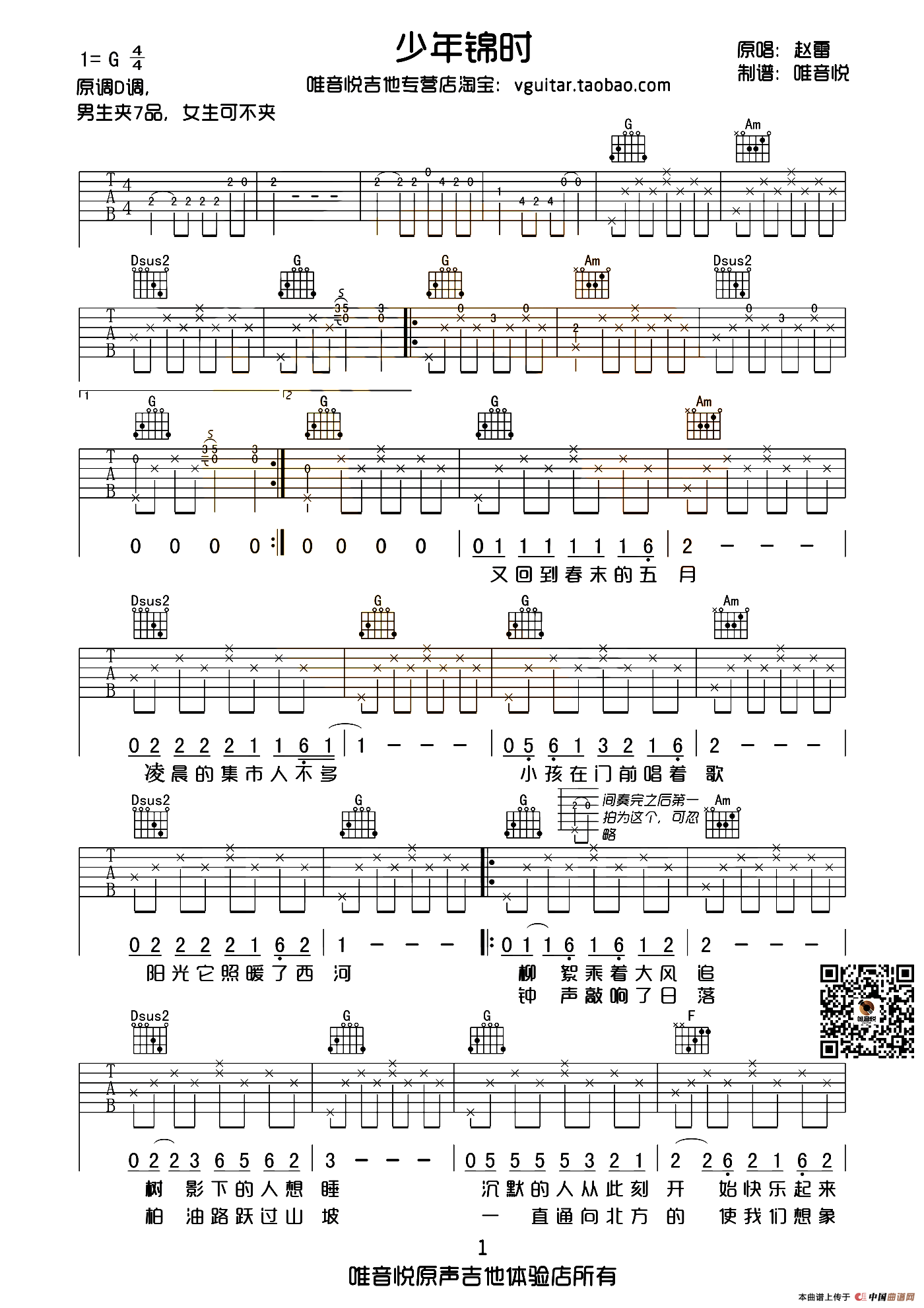 少年锦时（唯音悦制谱版）