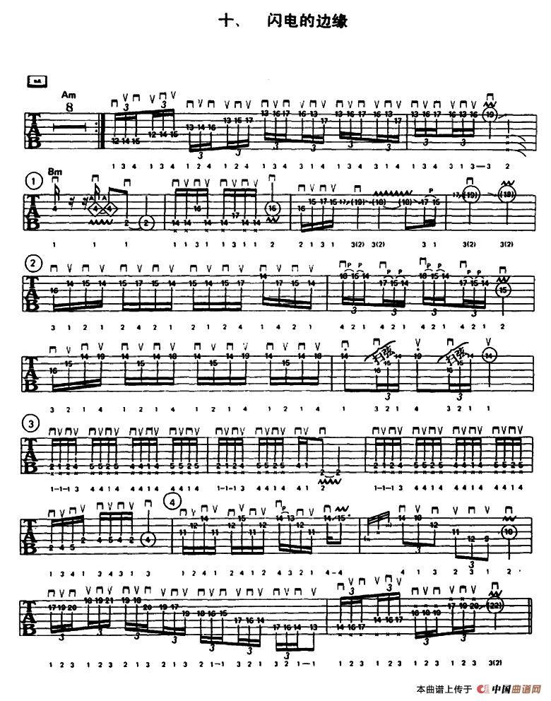 重金属吉他演奏示范曲谱（十、闪电的边缘）