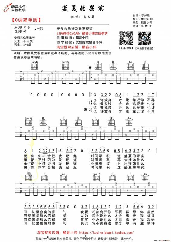 盛夏的果实（酷音小伟编配版）