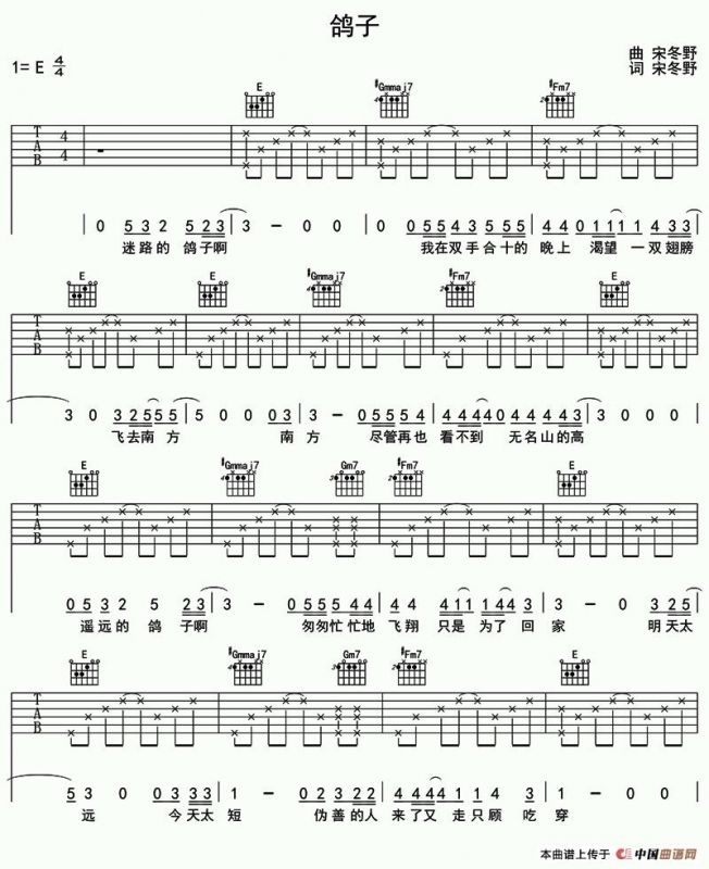 鸽子（宋冬野 词曲）