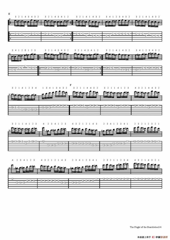 The Flight of the Bumblebee（ 五线谱+六线谱）