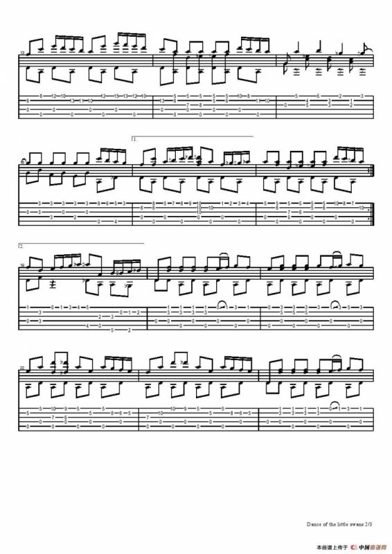 Dance of the little swans（五线谱+六线谱）