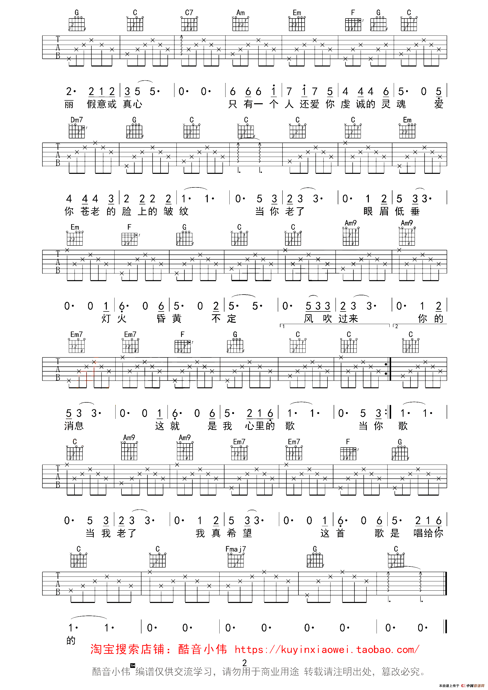 当你老了（赵照词曲、酷音小伟编配版）