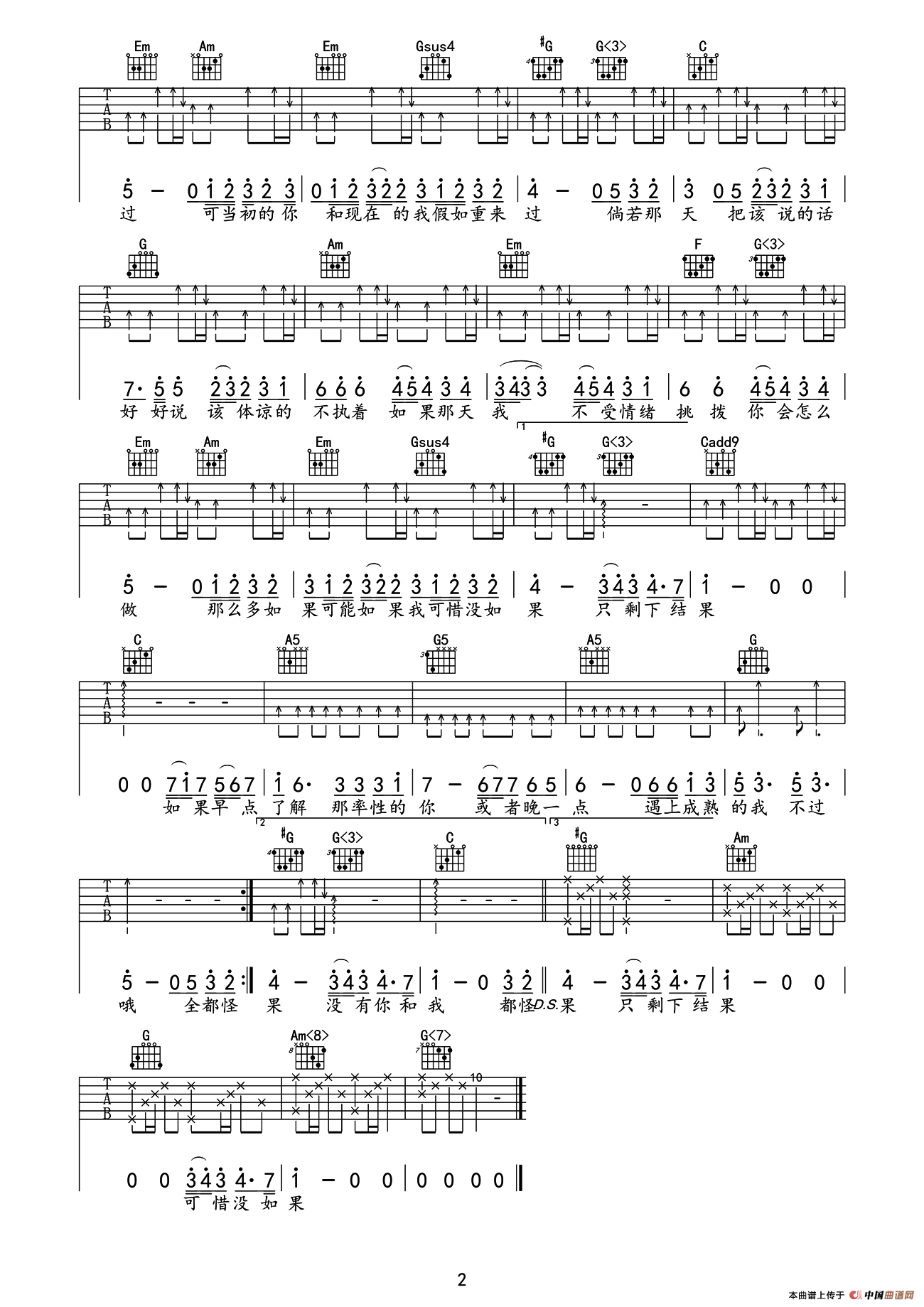 可惜没如果（C调版）