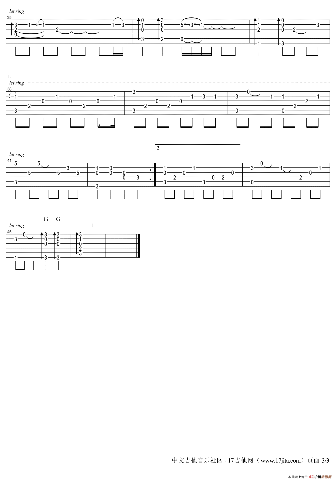 好久不见（陈奕迅演唱版、指弹谱）