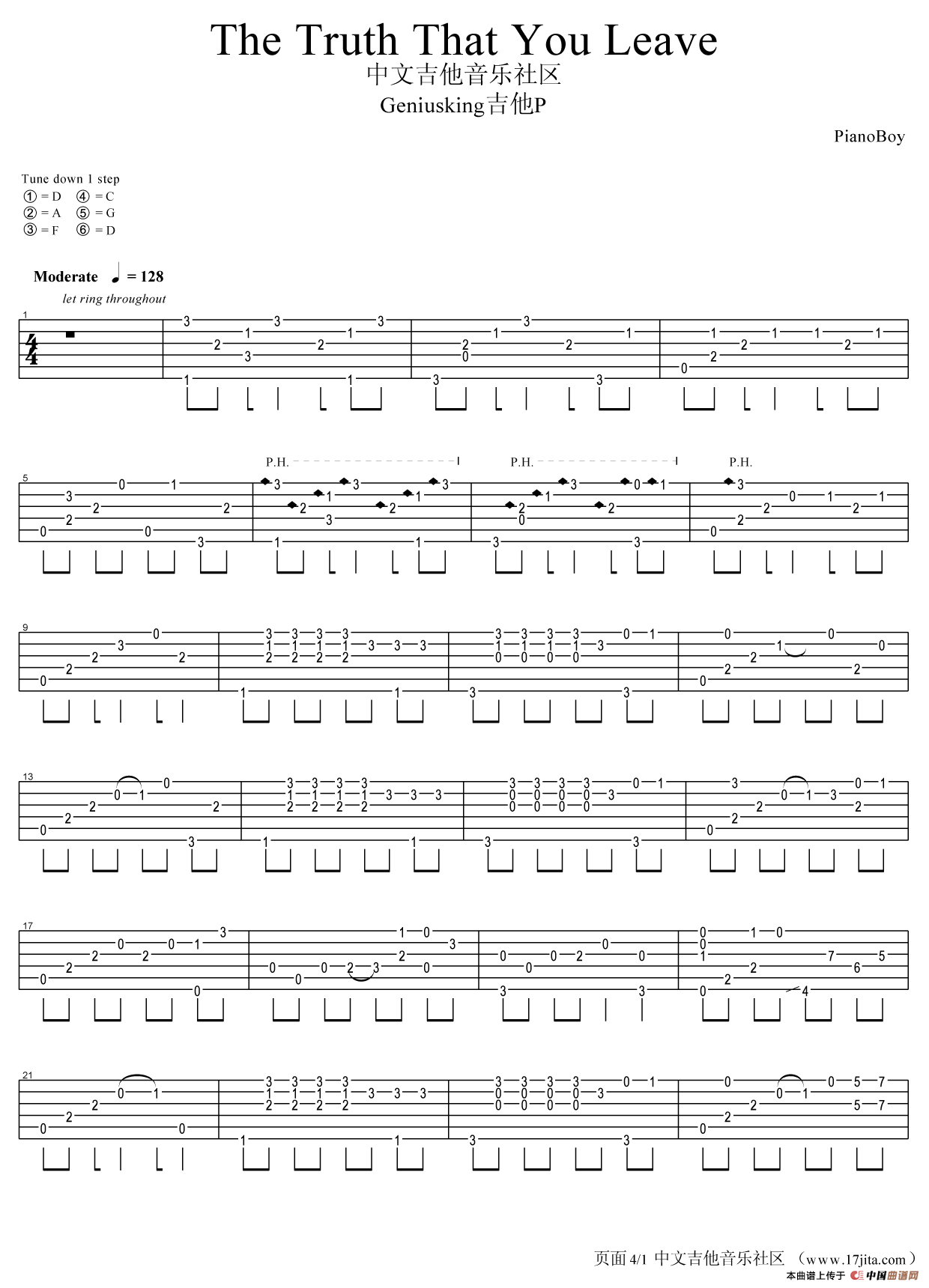 The truth that you leave（指弹谱）