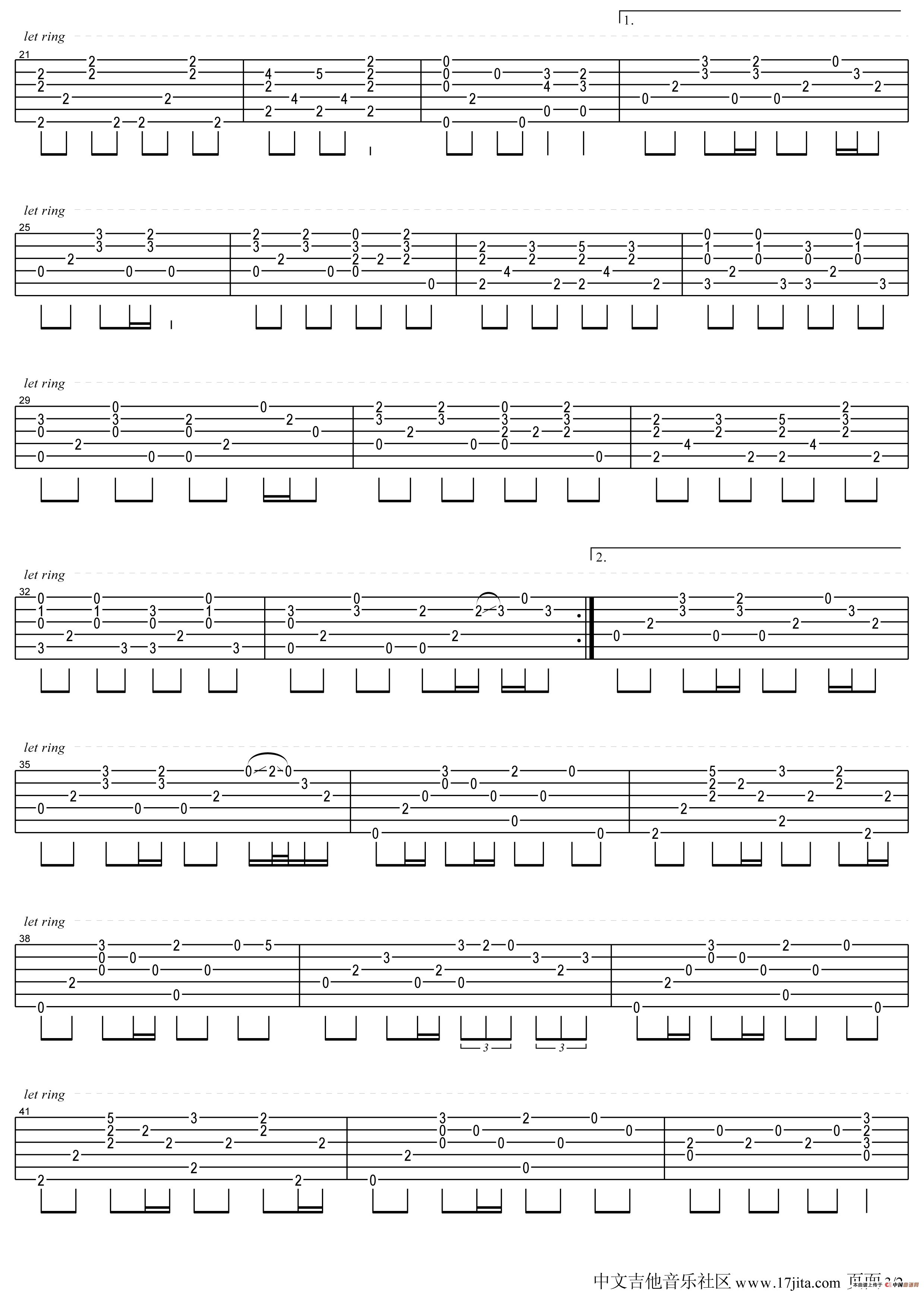 旅行的意义（指弹吉他谱）