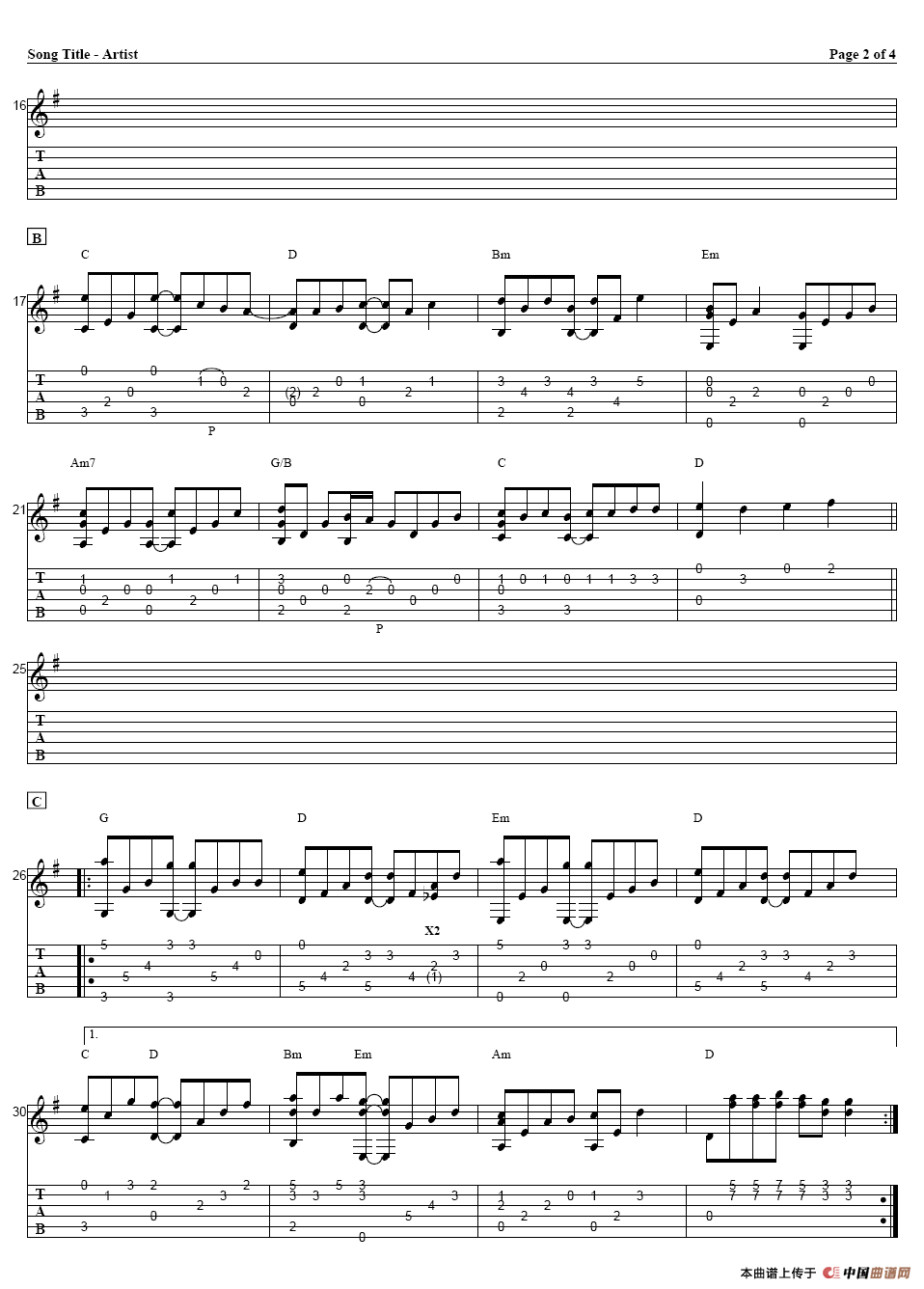 相遇天使（指弹独奏谱）